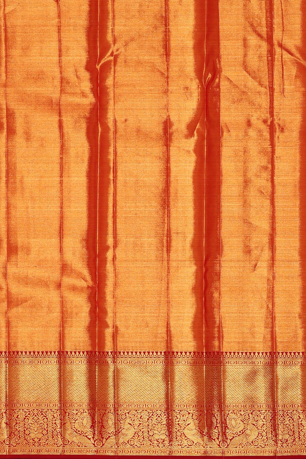 Image of Kanchipattu Golden Red Tissue Brocade Saree